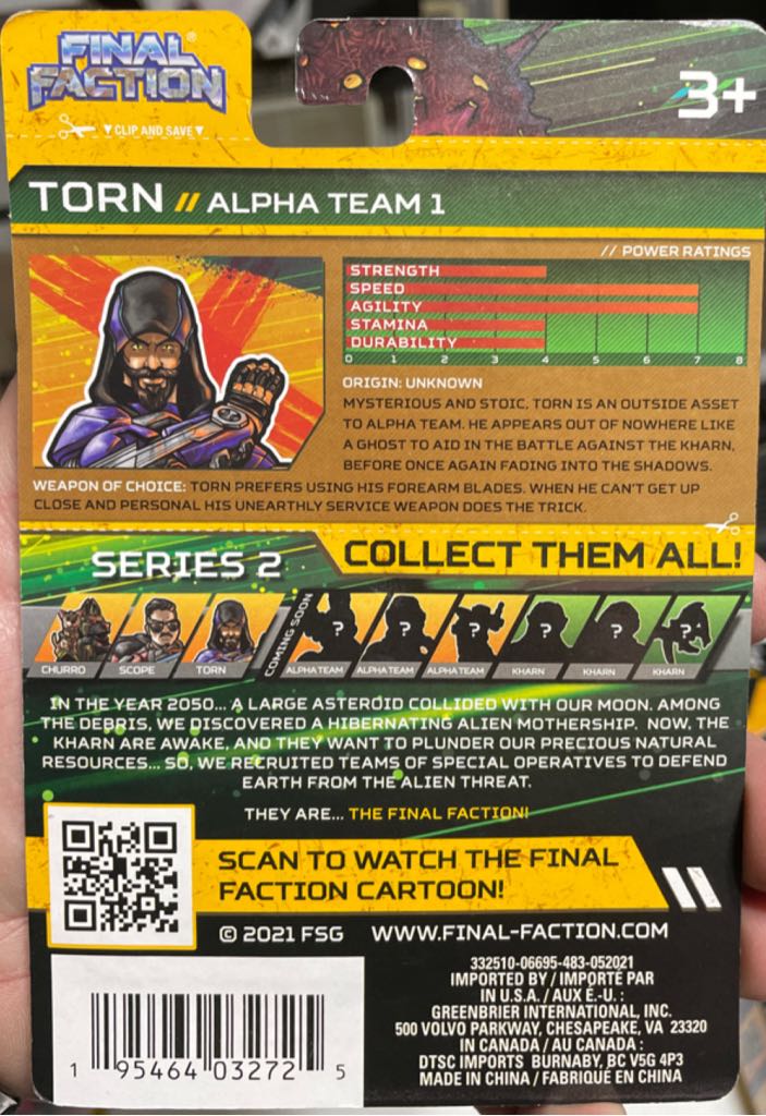 Final Faction: Torn - Greenbrier International, Inc. (Alpha Team 1) action figure collectible [Barcode 195464032725] - Main Image 2