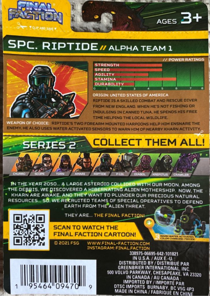 Final Faction: Underwater Spc. Riptide - Greenbrier International, Inc. (Alpha Team 1) action figure collectible - Main Image 2