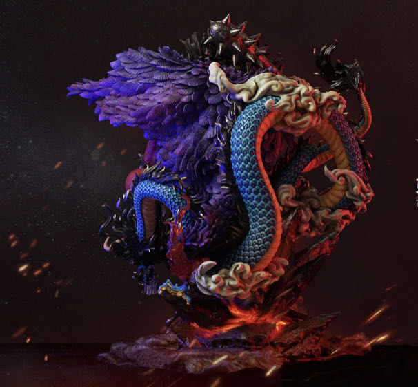 Resine Kaido Avec Saké Et Dragon Arrière  action figure collectible - Main Image 2