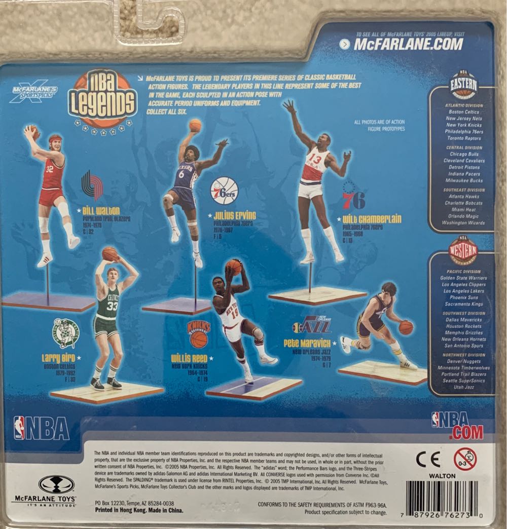 Bill Walton #32 White Jersey - McFarland Toys (NBA Legends - Series 1) action figure collectible [Barcode 787926762730] - Main Image 2