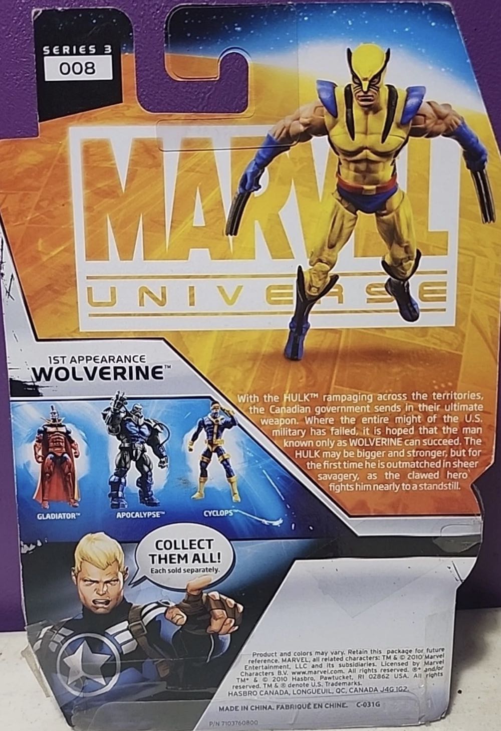 Marvel Universe Wolverine  3.75” S.H.I.E.L.D. Series 1ST APPEARANCE WOLVERINE - Hasbro (Marvel Universe 3.75”) action figure collectible - Main Image 3