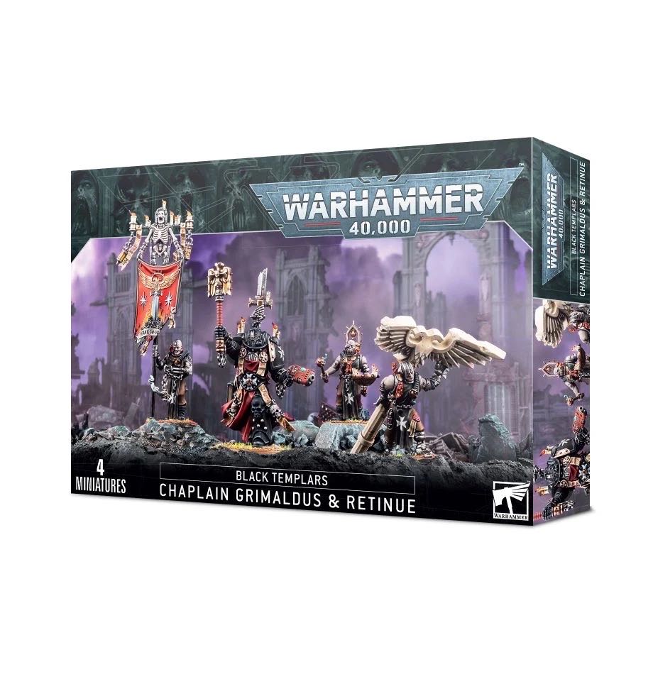 Space Marines: Black Templars Chaplain Grimaldus & Retinue - Games Workshop (Black Templars) action figure collectible [Barcode 5011921155675] - Main Image 2