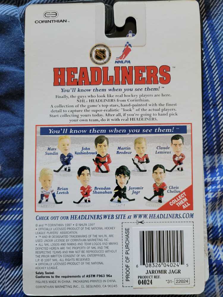 Jaromir Jagr - Corinthian (NHLPA Headliners) action figure collectible [Barcode 608326040245] - Main Image 2