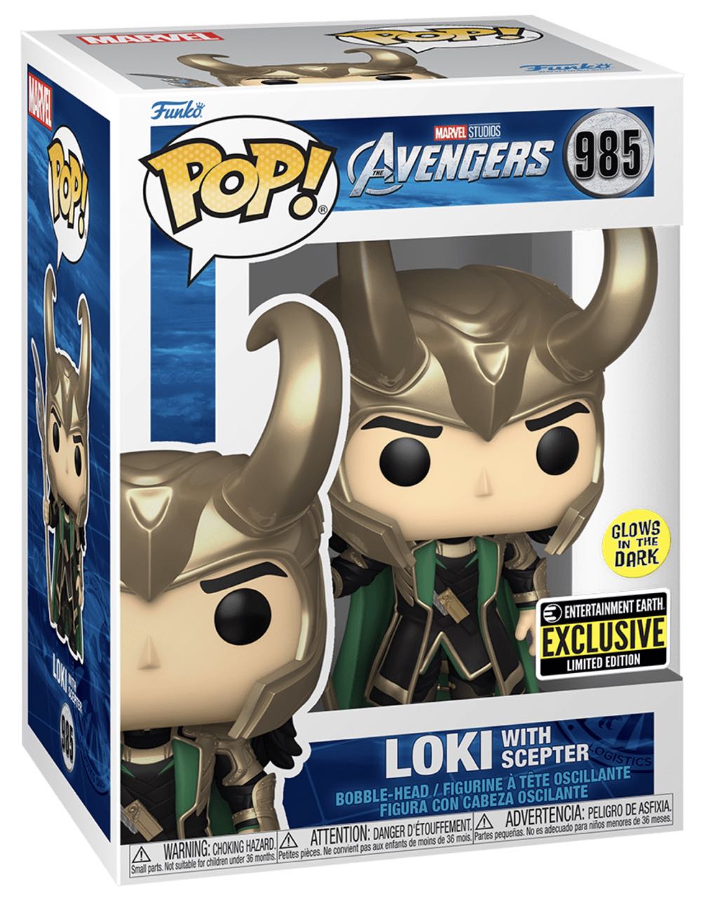 Loki With Scepter (Avengers) 985 Entertainment Earth Exclusive/ Glows In The Dark  action figure collectible [Barcode 889698627061] - Main Image 2