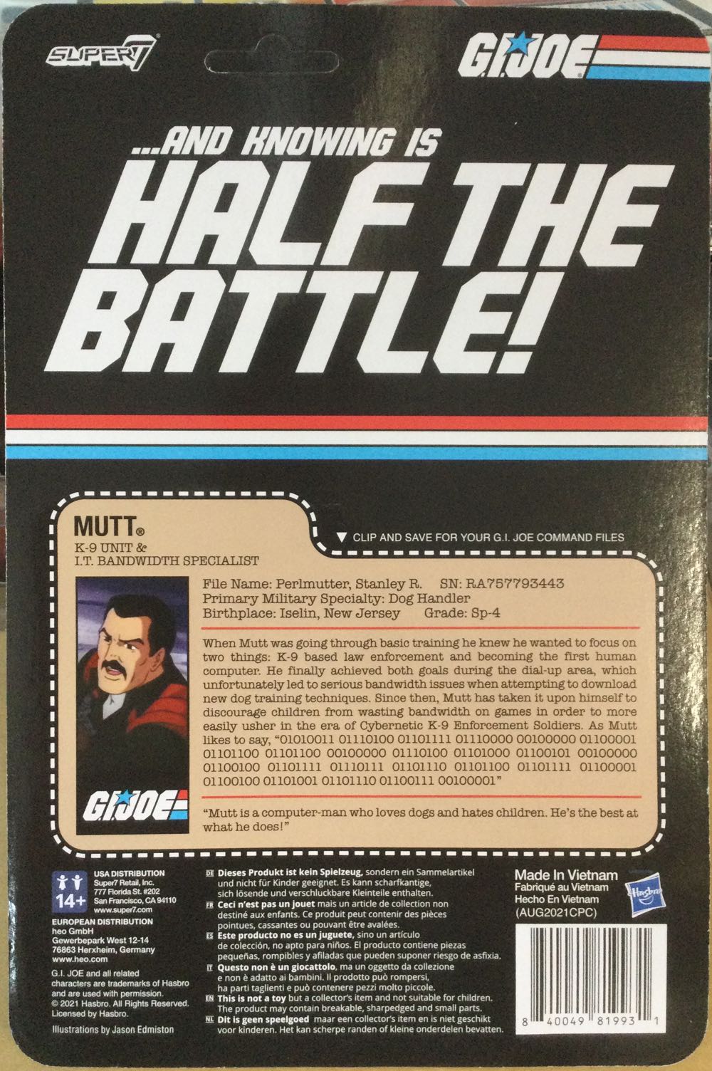 GI Joe Super 7 ReAction #36: Mutt PSA - Hasbro (G.I. Joe (Super7)) action figure collectible - Main Image 2