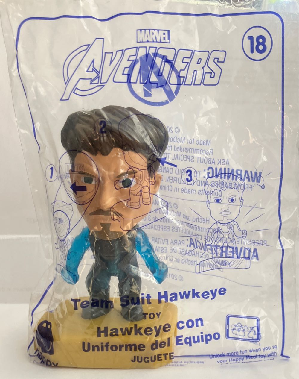 18 - Hawkeye w Team Suit  (McDonald’s Avengers) action figure collectible - Main Image 1