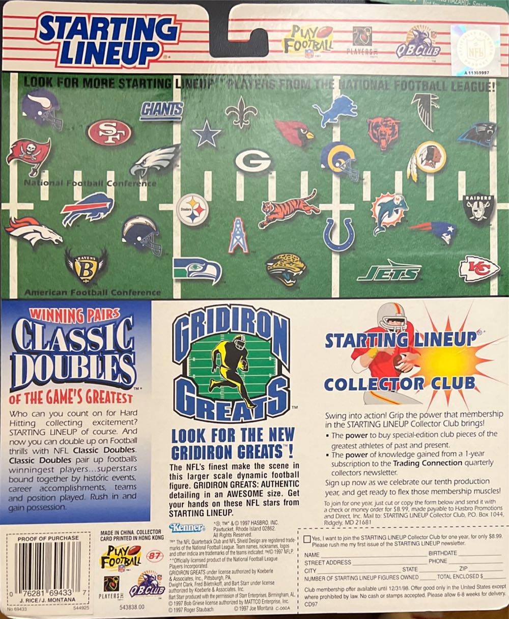 Starting Lineup Joe Montana and Jerry Rice San Francisco 49ers - STARTING LINEUP action figure collectible [Barcode 076281694337] - Main Image 2