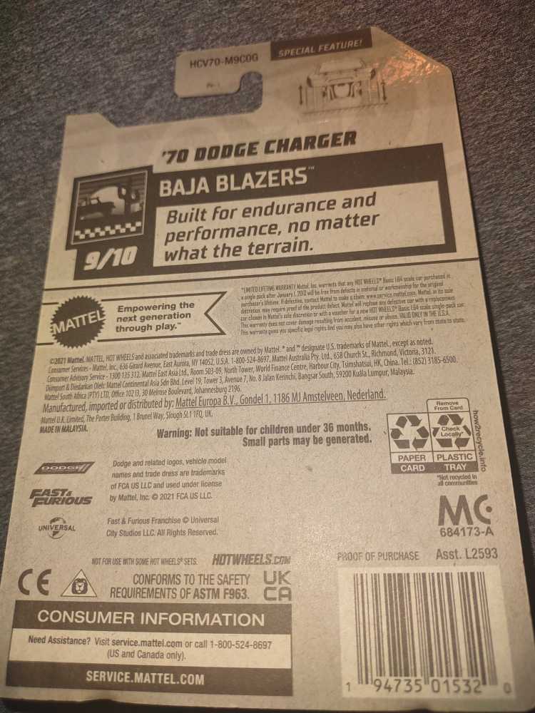 Screen Time Dodge Charger ’70  action figure collectible - Main Image 2