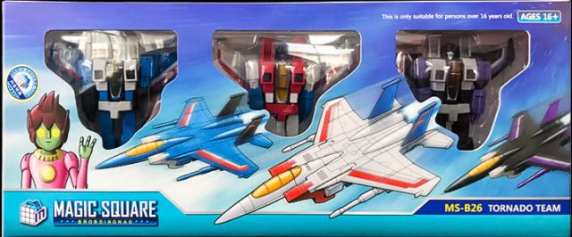 Tornado Team 3-Pack: Red Fire (Starscream), Thunderstorm (Thundercracker) & Black Cloud (Skywarp) w/ Bonus Parts - Magic Square (The Transformers) action figure collectible - Main Image 1