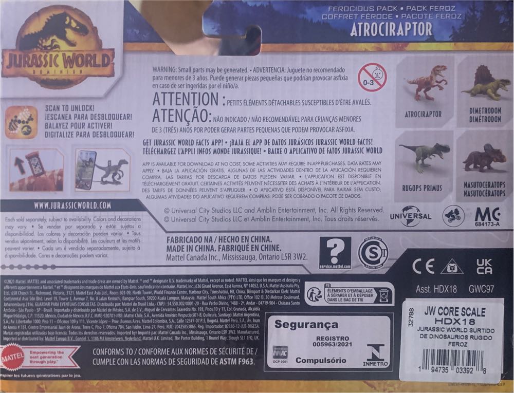 Atrociraptor (Jurassic World Dominion) - Mattel (JW Ferocious Pack) action figure collectible [Barcode 887961937978] - Main Image 4