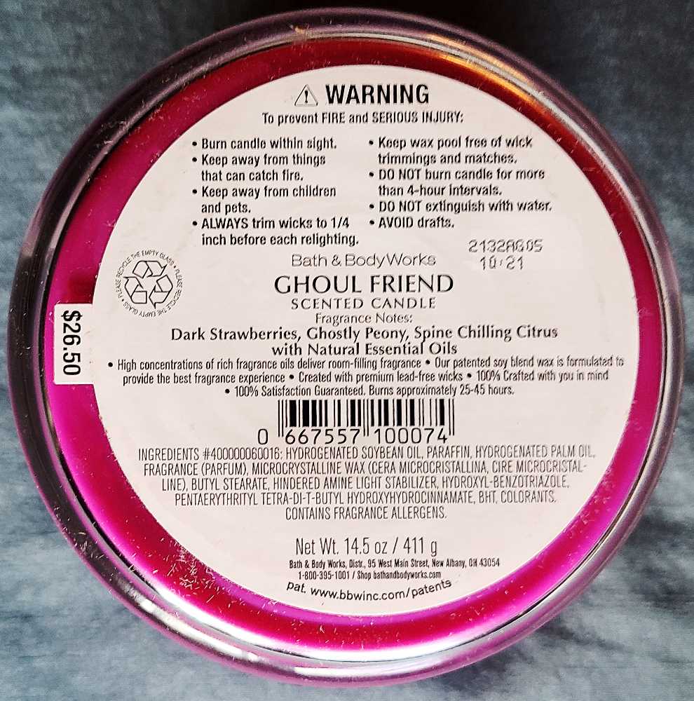 CANDLE: Halloween Bath & Bodyworks Ghoul Friend 2022 - Bath & Bodyworks Candle (Halloween Candle) action figure collectible [Barcode 667557100074] - Main Image 2