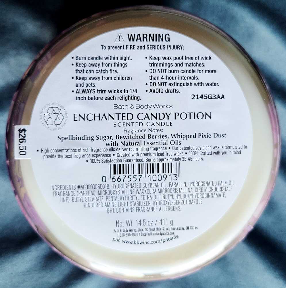 CANDLE: Halloween Bath & Bodyworks Enchanted Candy Potion Single Wick Tester 2022 - Bath & Bodyworks Candle (Halloween Candle) action figure collectible [Barcode 667557100913] - Main Image 3