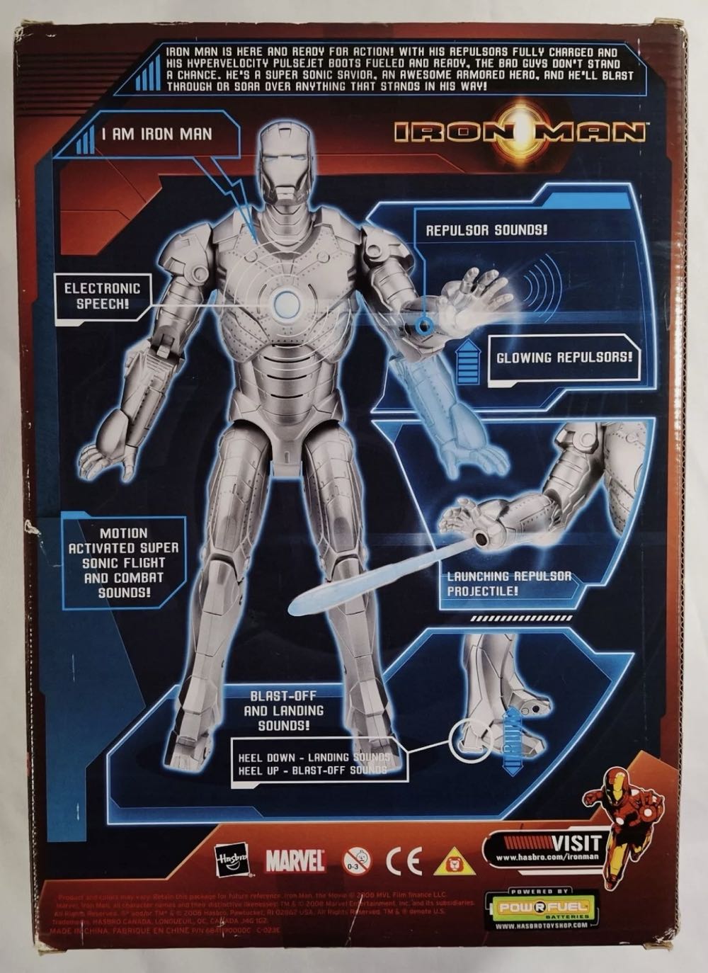 Iron Man Movie 12” Repulsor Power Iron Man Mark II - Hasbro - Marvel (Iron Man Movie Series) action figure collectible [Barcode 653569377429] - Main Image 2