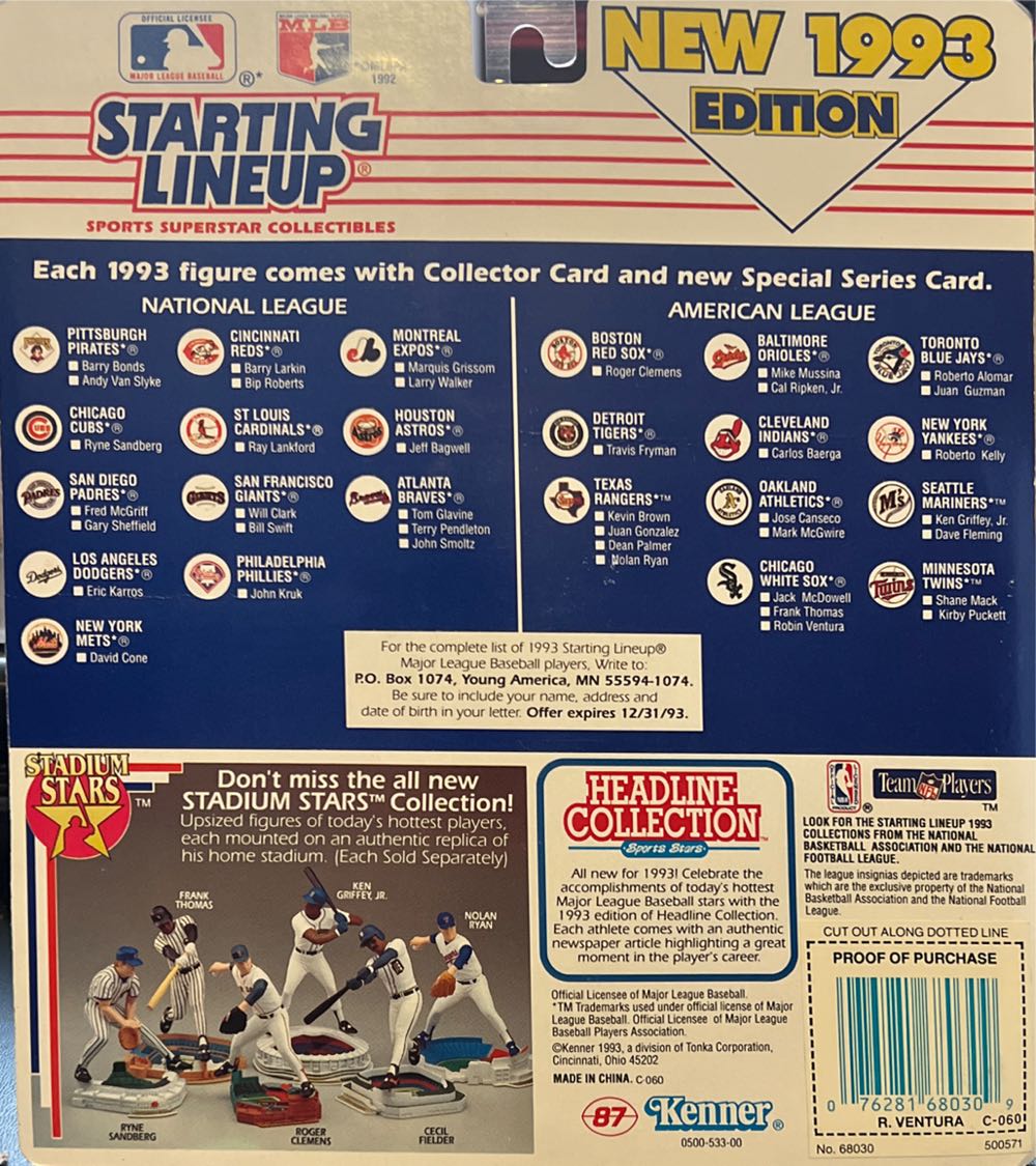 Starting Lineup Robin Ventura Chicago White Sox - Kenner action figure collectible [Barcode 076281680309] - Main Image 2