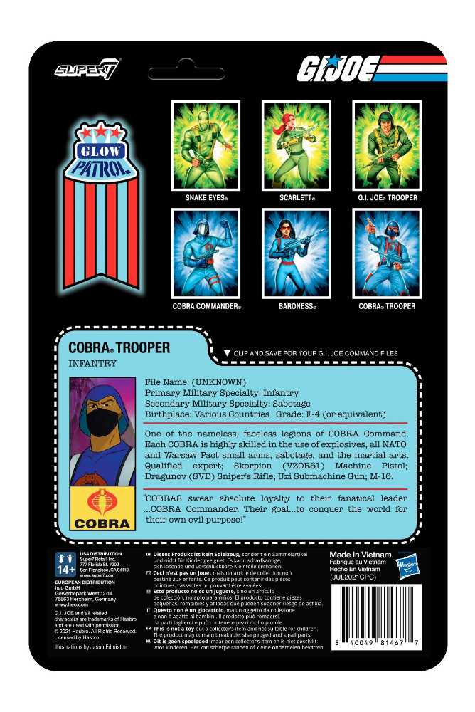 Cobra Trooper Y-Back (Glow Patrol) - Super7 (G.I. Joe) action figure collectible [Barcode 840049814677] - Main Image 2