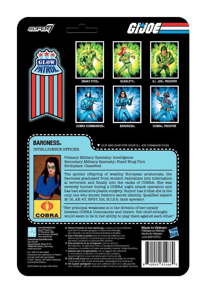 GI Joe Super 7 ReAction #18: Baroness (Glow Patrol) - Super7 (G.I. Joe) action figure collectible [Barcode 840049814660] - Main Image 2
