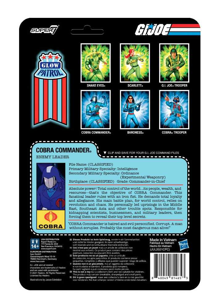 Cobra Commander (Glow Patrol) - Super7 (G.I. Joe) action figure collectible [Barcode 840049814653] - Main Image 2