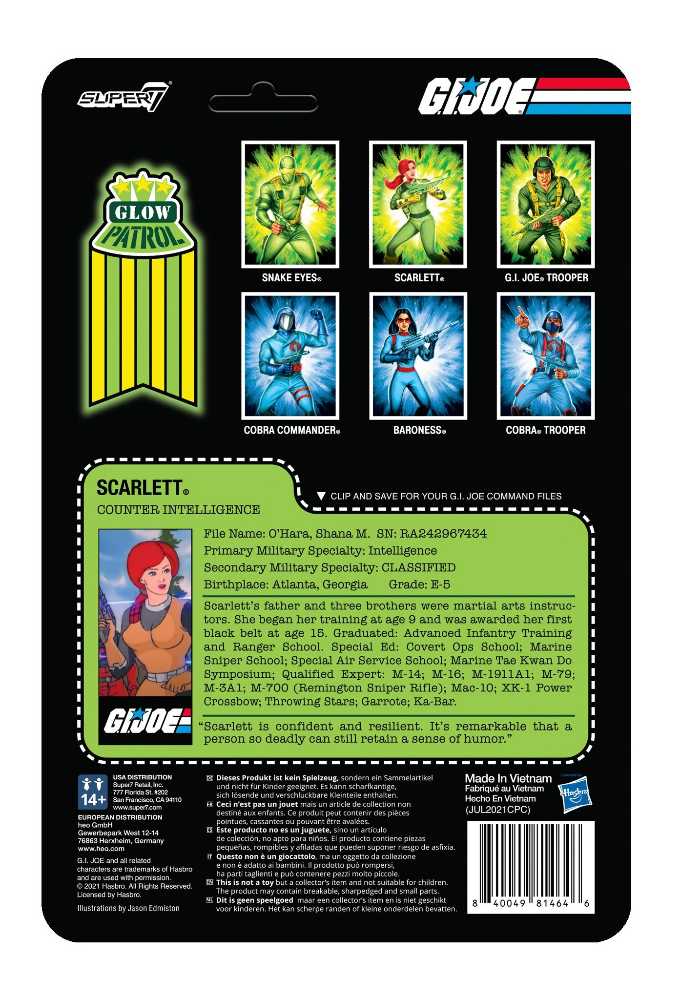 GI Joe Super 7 ReAction #24: Scarlett (Glow Patrol) - Super7 (G.I. Joe) action figure collectible [Barcode 840049814646] - Main Image 2