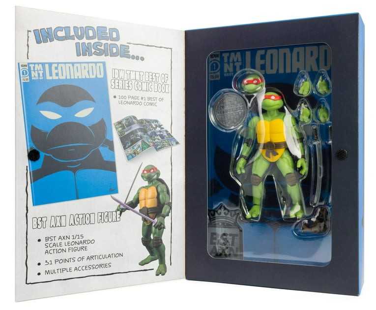 Leonardo: IDW TMNT Best Of Series Comic Book & Figure - BST AXN / The Loyal Subjects (The Loyal Subjects: BST AXN (TMNT)) action figure collectible [Barcode 850018355810] - Main Image 3