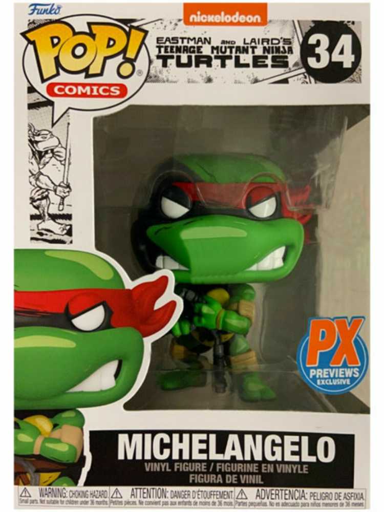 TMNT- Michelangelo Funko 34 - Funko Pop! Comics (Eastman and Laird’s Teenage Mutant Ninja Turtles) action figure collectible [Barcode 889698606530] - Main Image 2