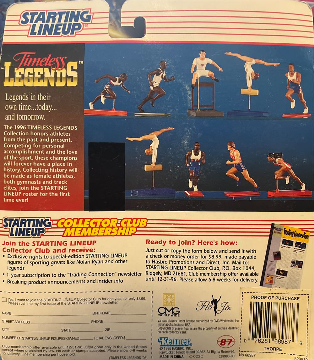 Starting Lineup USA Olympic Track And Field Jim Thorpe - Kenner (Starting Lineups: Timeless Legends) action figure collectible [Barcode 076281689876] - Main Image 2