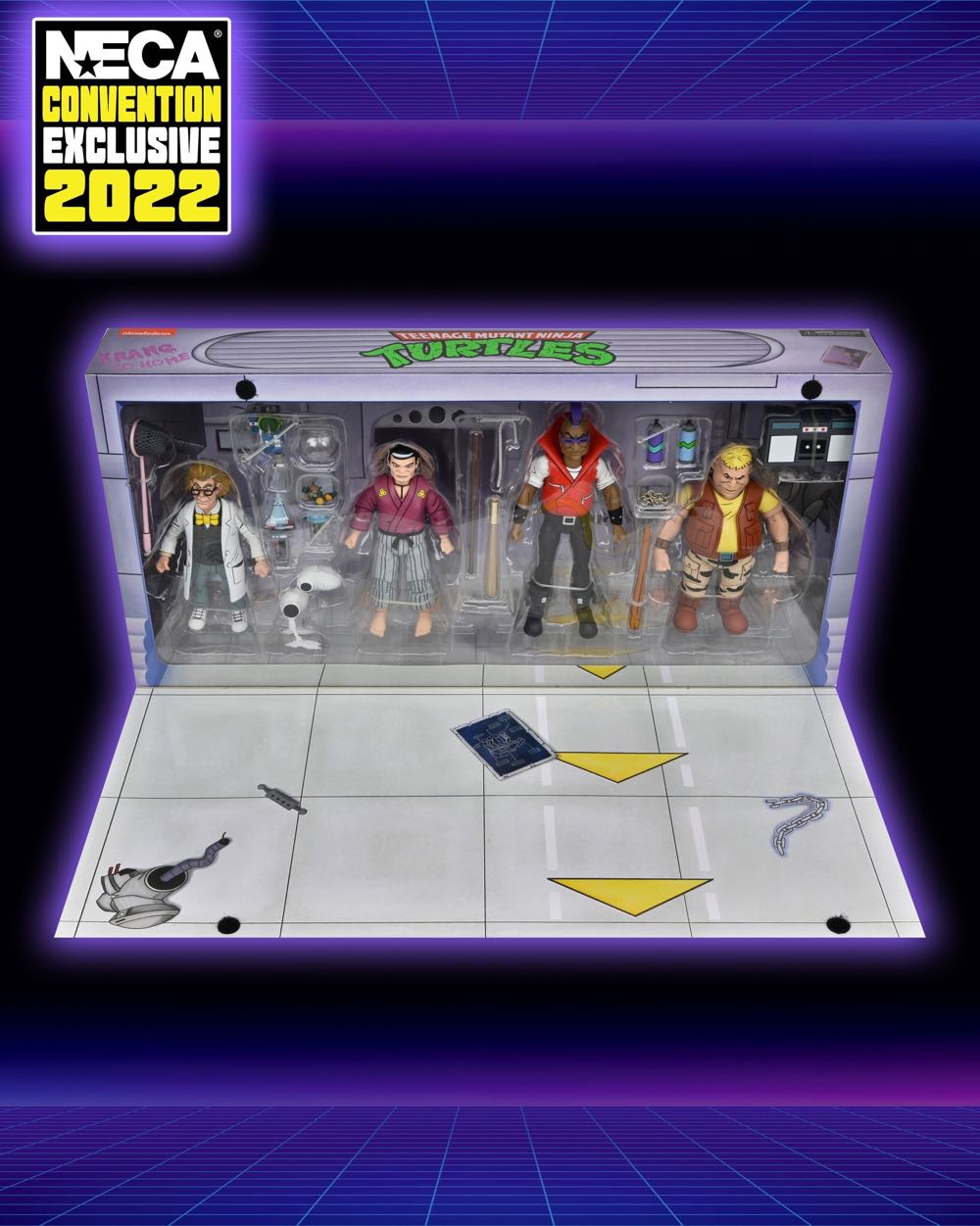 2022 SDCC NECA TMNT "PRE-MUTATION” 4-PACK SET: BEBOP YOSHI BAXTER ROCKSTEADY - Neca (Teenage Mutant Ninja Turtles) action figure collectible [Barcode 634482542644] - Main Image 2
