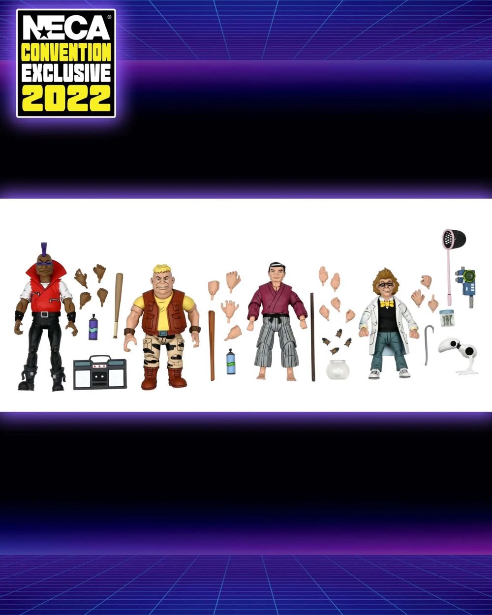 2022 SDCC NECA TMNT "PRE-MUTATION” 4-PACK SET: BEBOP YOSHI BAXTER ROCKSTEADY - Neca (Teenage Mutant Ninja Turtles) action figure collectible [Barcode 634482542644] - Main Image 3