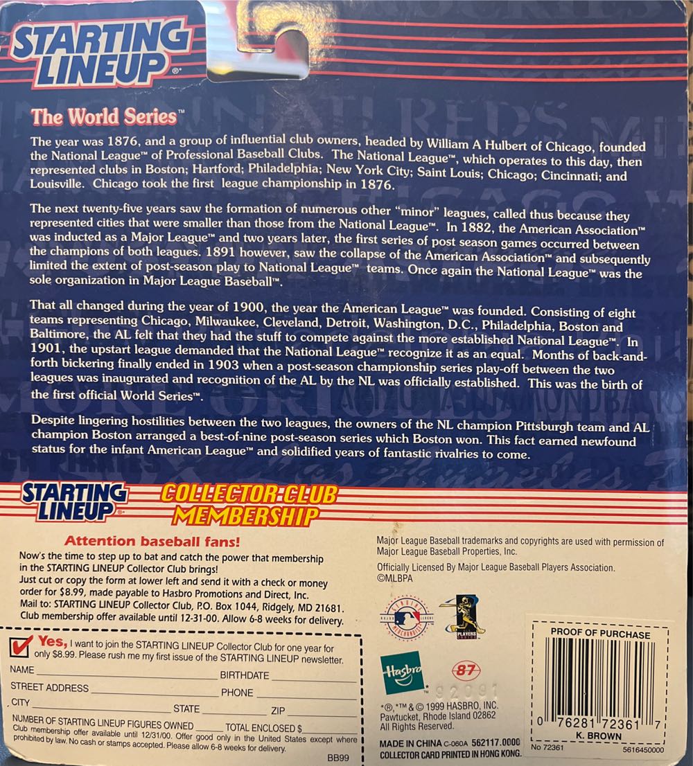 Starting Lineup Kevin Brown Los Angeles Dodgers - Hasbro action figure collectible [Barcode 076281723617] - Main Image 2