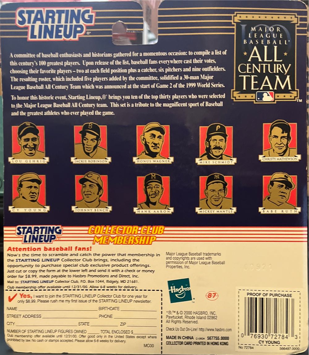 Starting Lineup Cy Young - Hasbro action figure collectible [Barcode 076930727843] - Main Image 2
