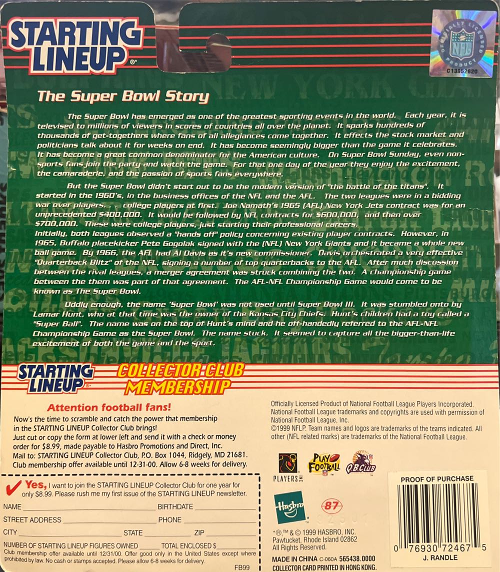 Starting Lineup John Randle Minnesota Vikings - Hasbro action figure collectible [Barcode 076930724675] - Main Image 2