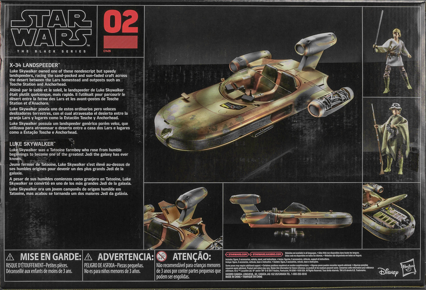 X-34 Landspeeder with Luke Skywalker - Disney/Hasbro (Star Wars The Black Series 6) action figure collectible - Main Image 2