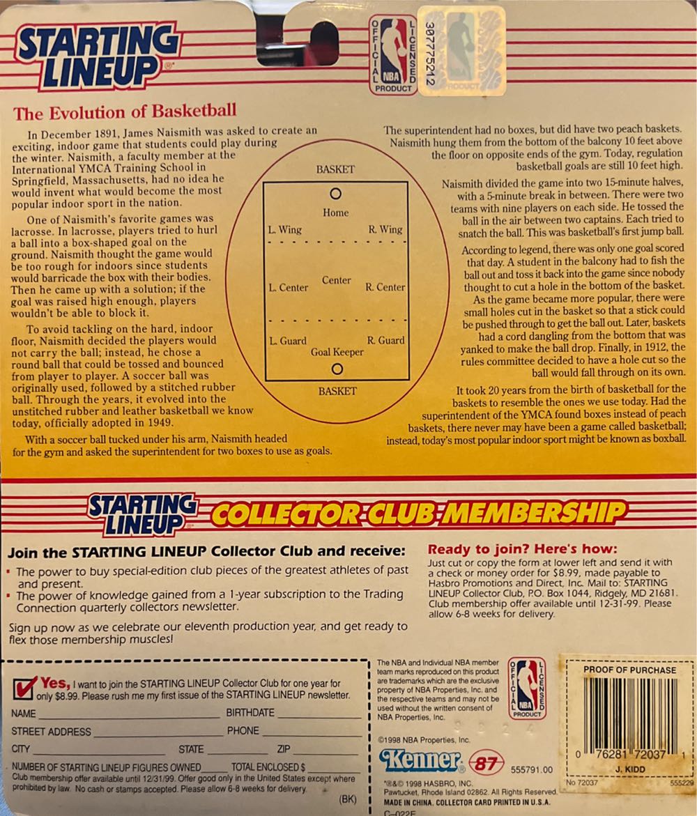 Starting Lineup Jason Kidd Phoenix Suns - Kenner action figure collectible [Barcode 076281720371] - Main Image 2