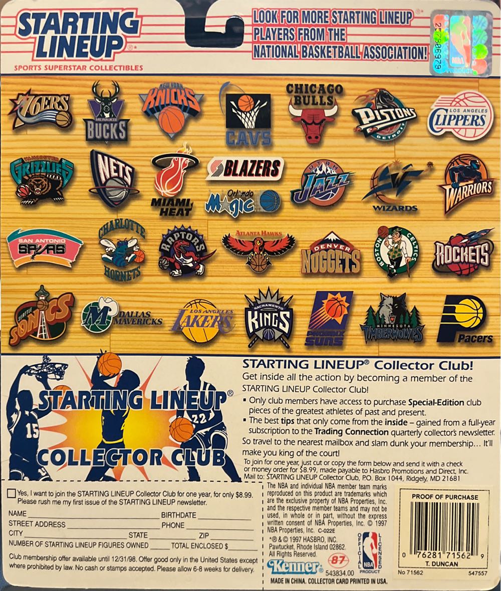 Tim Duncan - Kenner (Basketball) action figure collectible [Barcode 076281715629] - Main Image 2