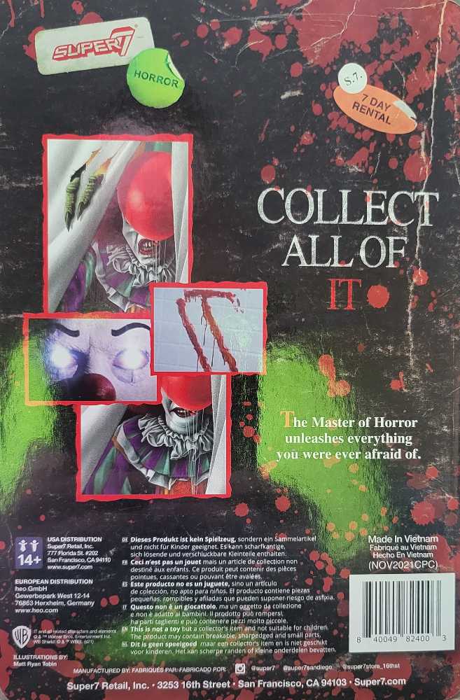 Monster Pennywise (Blood Splatter) - Super7 (It The Movie) action figure collectible [Barcode 840049824003] - Main Image 2
