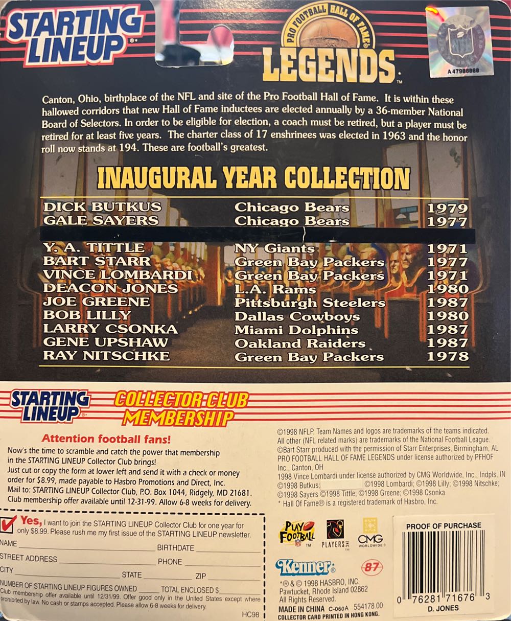 Starting Lineup Deacon Jones Los Angeles Rams - Kenner action figure collectible [Barcode 076281716763] - Main Image 2