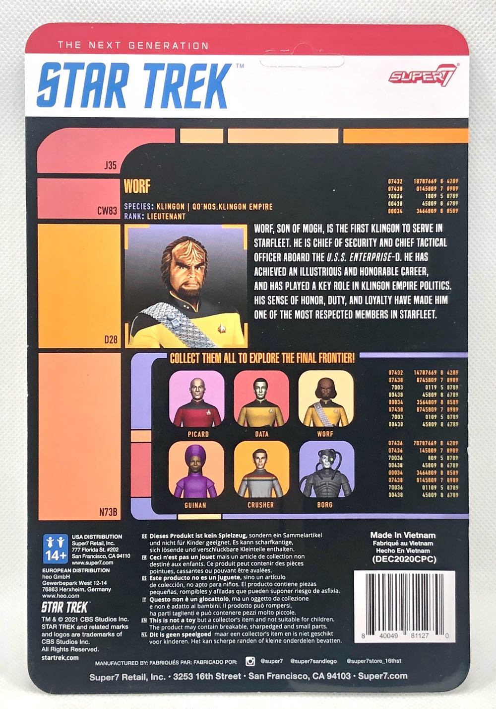 Worf - Super7 (Star Trek ReAction) (Star Trek) action figure collectible - Main Image 2