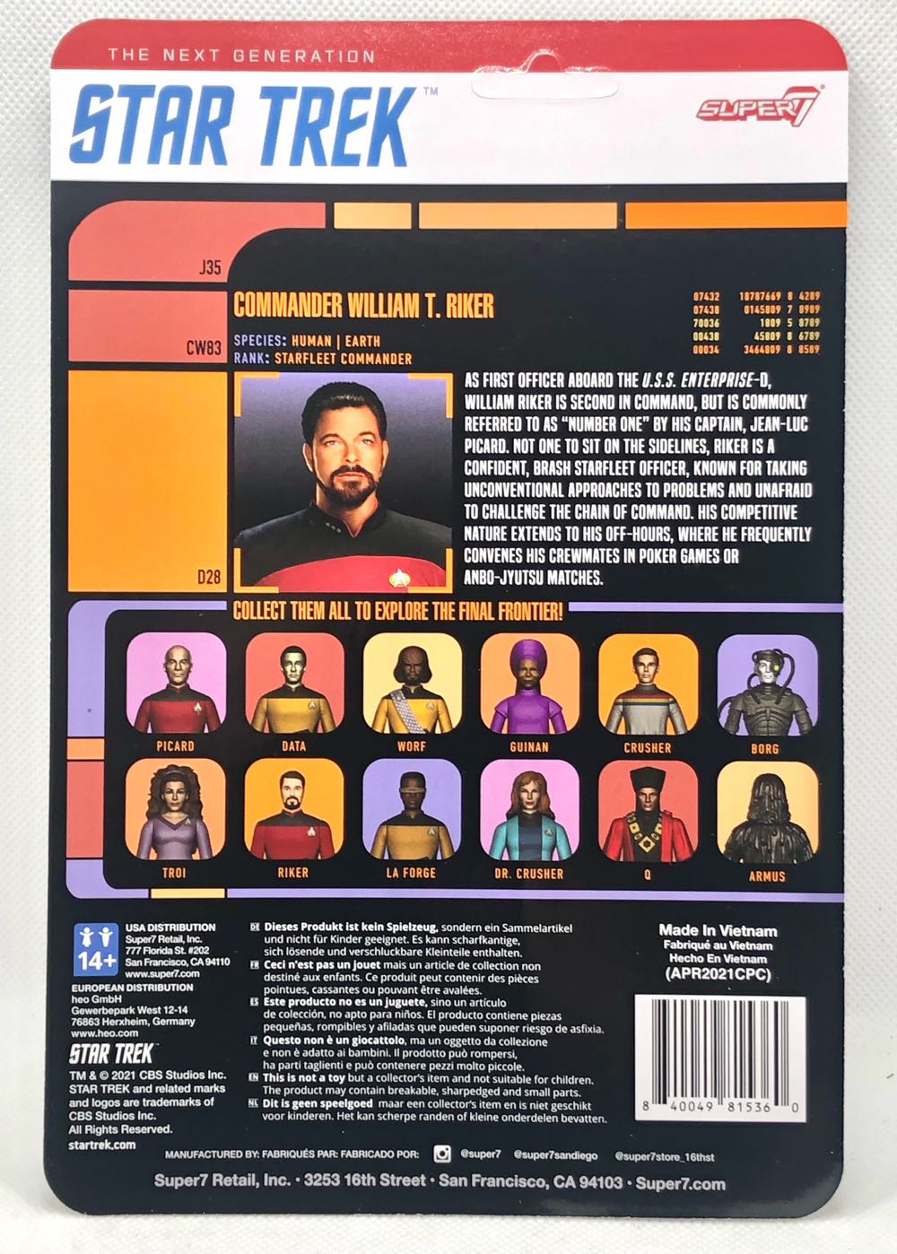 Riker - Super7 (Star Trek ReAction) (Star Trek) action figure collectible - Main Image 2