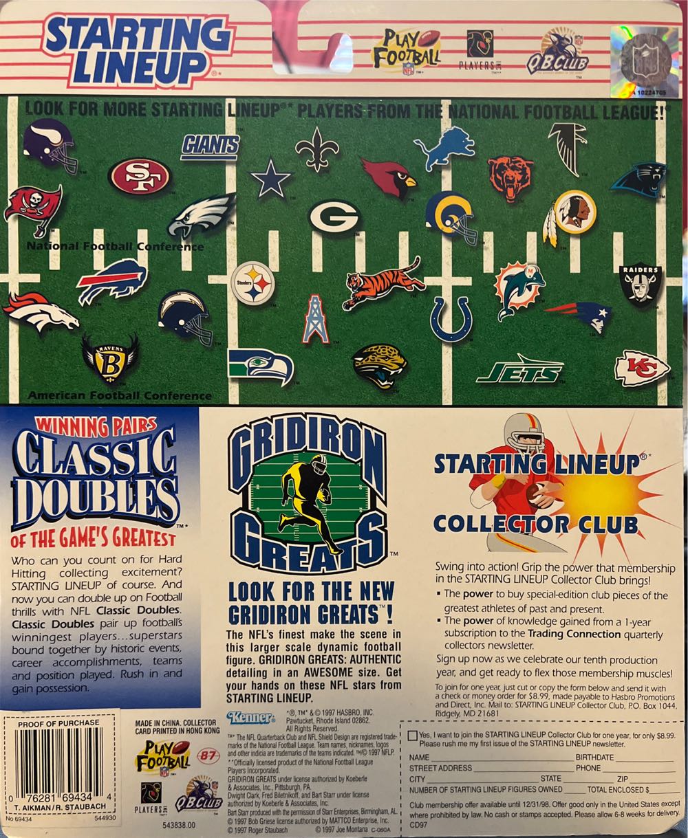 Starting Lineup Troy Aikman Roger Staubach Dallas Cowboys - Kenner action figure collectible [Barcode 076281694344] - Main Image 2