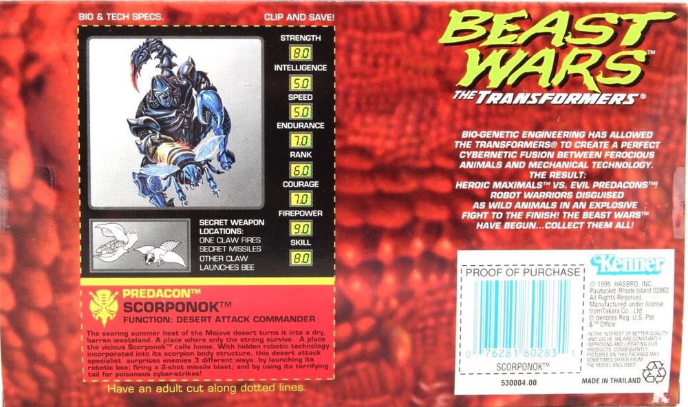 Scorponok - Kenner (Transformers: Beast Wars) action figure collectible [Barcode 076281802831] - Main Image 2