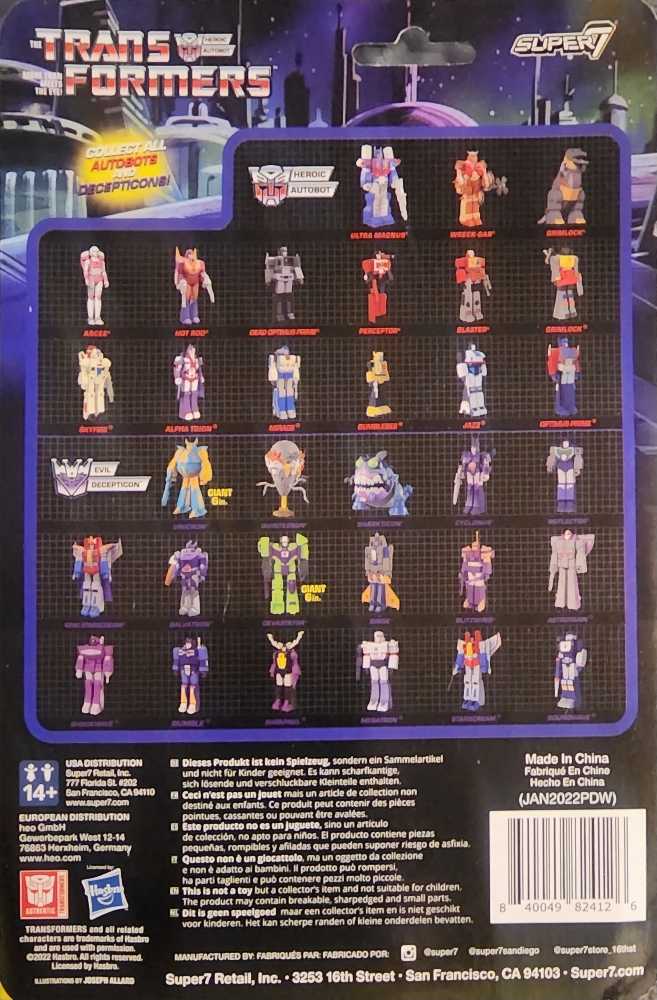 Transformers - Grimlock G2 (Blue) - Super 7 (Transformers: ReAction Figures) action figure collectible [Barcode 840049824126] - Main Image 2