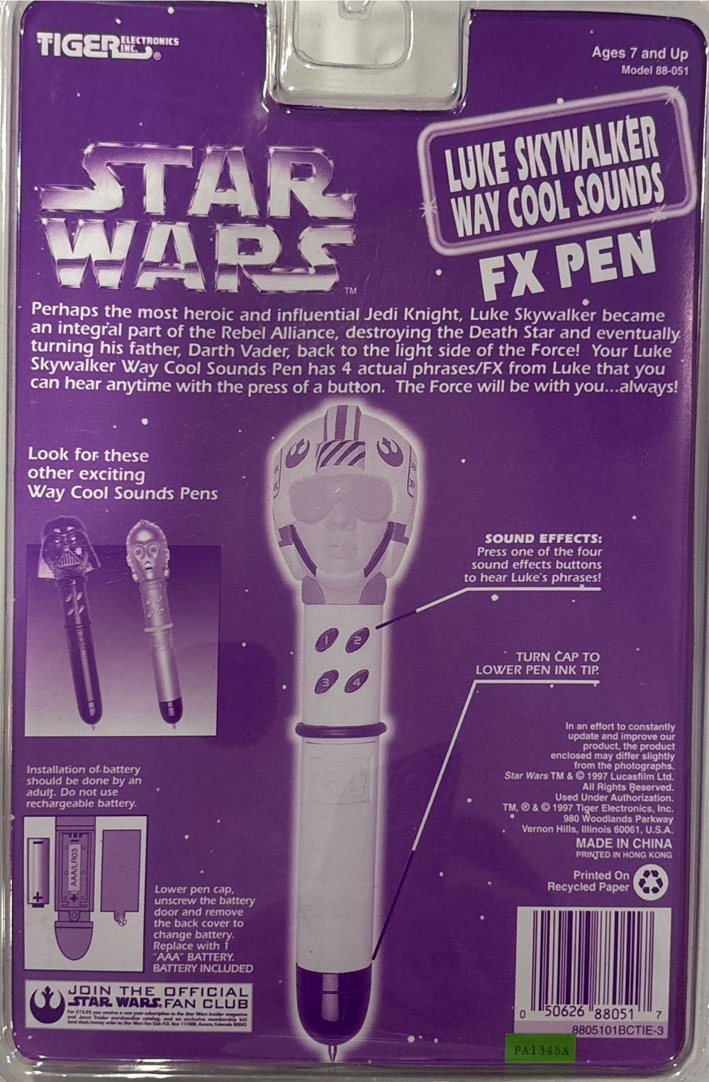 Luke Skywalker FX Pen - Tiger Electronics (Star Wars) action figure collectible [Barcode 050626880517] - Main Image 2
