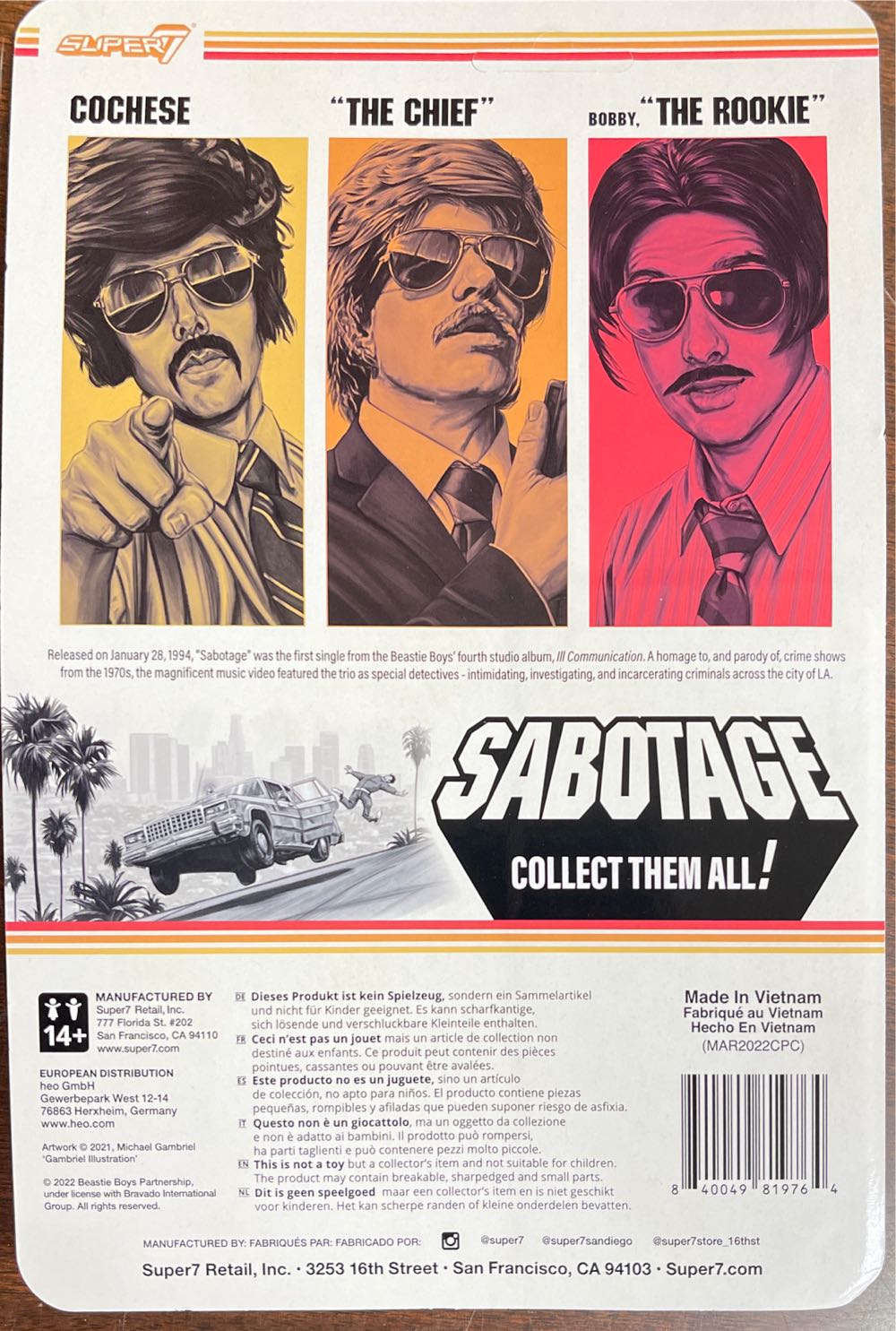 Beastie Boys: Sabotage - Nathan Wind - Super 7 (Beastie Boys) action figure collectible [Barcode 840049819764] - Main Image 2