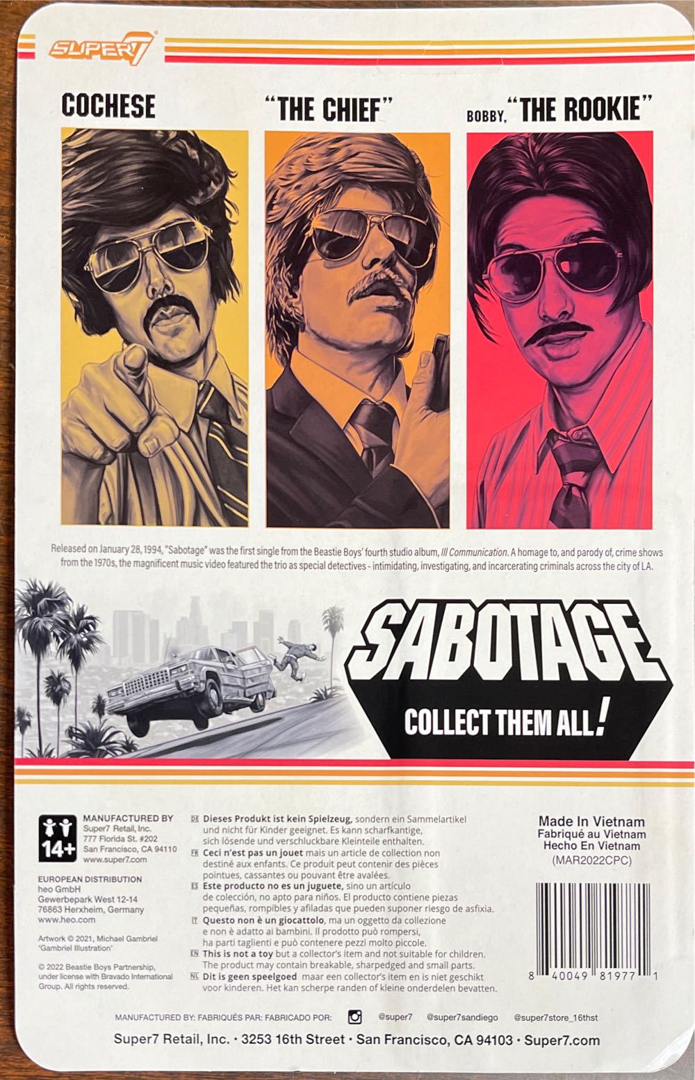 Beastie Boys: Sabotage - Vic Colfari - Super 7 (Beastie Boys) action figure collectible [Barcode 840049819771] - Main Image 2