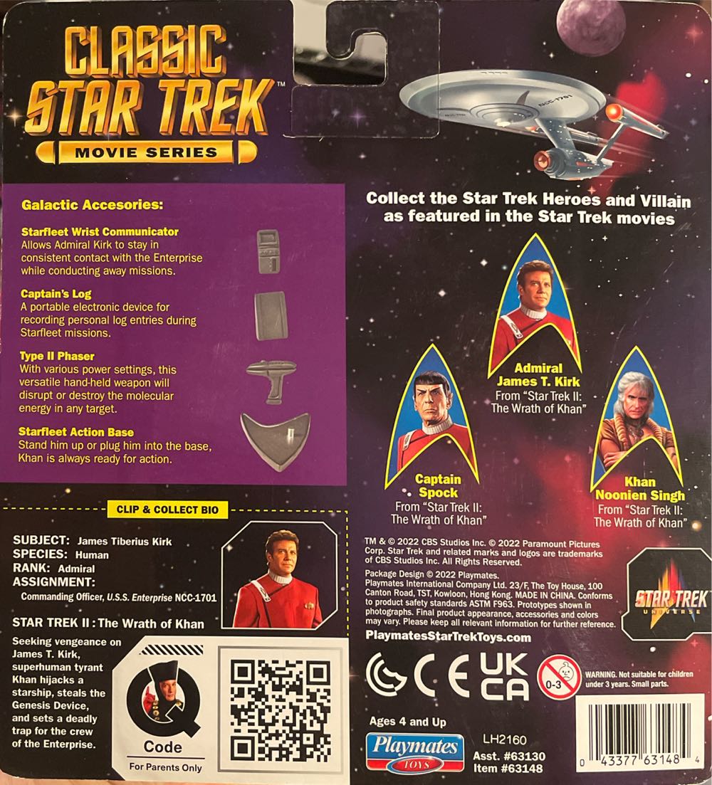 Admiral Kirk #Star Trek- - Playmates Toys (Star Trek II: The Wrath of Khan) action figure collectible [Barcode 043377631484] - Main Image 3