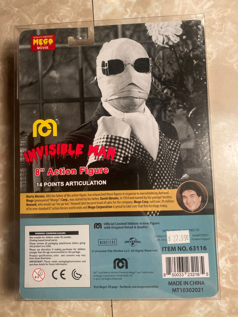The Invisible Man (Robe Variant) - MEGO Corp. (The Invisible Man (1933)) action figure collectible [Barcode 850033232165] - Main Image 2