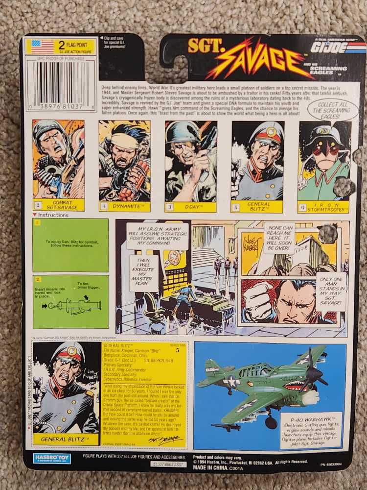General Blitz - Hasbro Toy (G.I. Joe: A Real American Hero: Sgt. Savage) action figure collectible [Barcode 038976810378] - Main Image 2