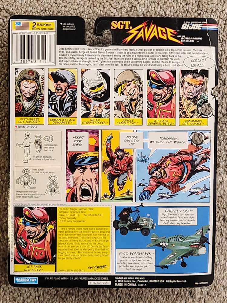 General Blitz V2 - Hasbro - G.I. Joe (G.I. Joe Sergeant Savage In The Screaming Eagles Toy Line) action figure collectible [Barcode 038976811146] - Main Image 2