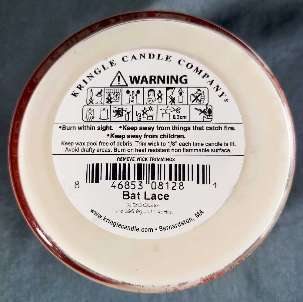 CANDLE: Halloween Kringle 3 Wick Bat Lace 2022 - Kringle Candle (Halloween Candles) action figure collectible [Barcode 846853081281] - Main Image 2