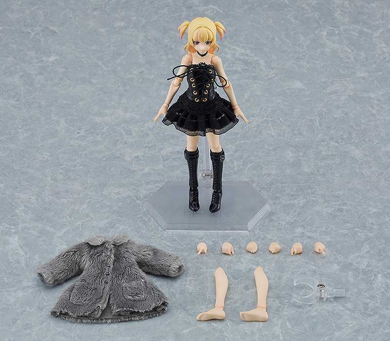 Figma Female Body (Yuki) with Black Corset Dress + Fur Coat Outfit - Max Factory / Good Smile Company (figma Styles) action figure collectible - Main Image 4