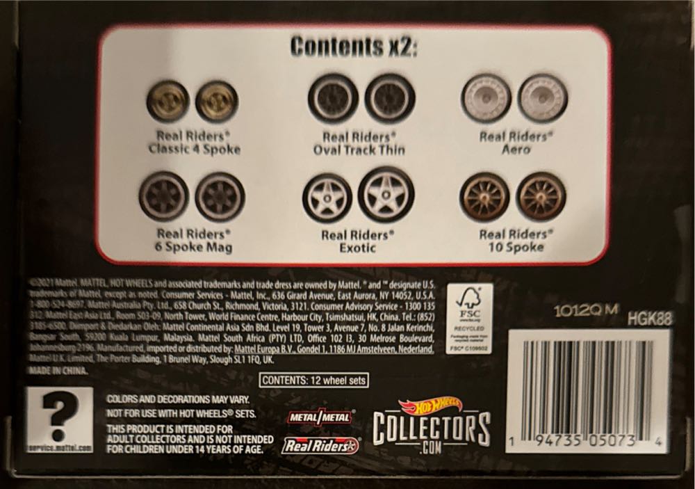 Hot Wheels Rlc Exclusive Real Riders Wheels Pack Set 2 ...  action figure collectible [Barcode 194735050734] - Main Image 2
